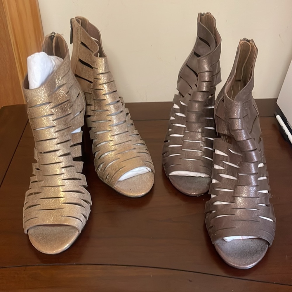 Donald J Pliner Greece Ankle Boots Caged Cutout Gold or Metallic Brown